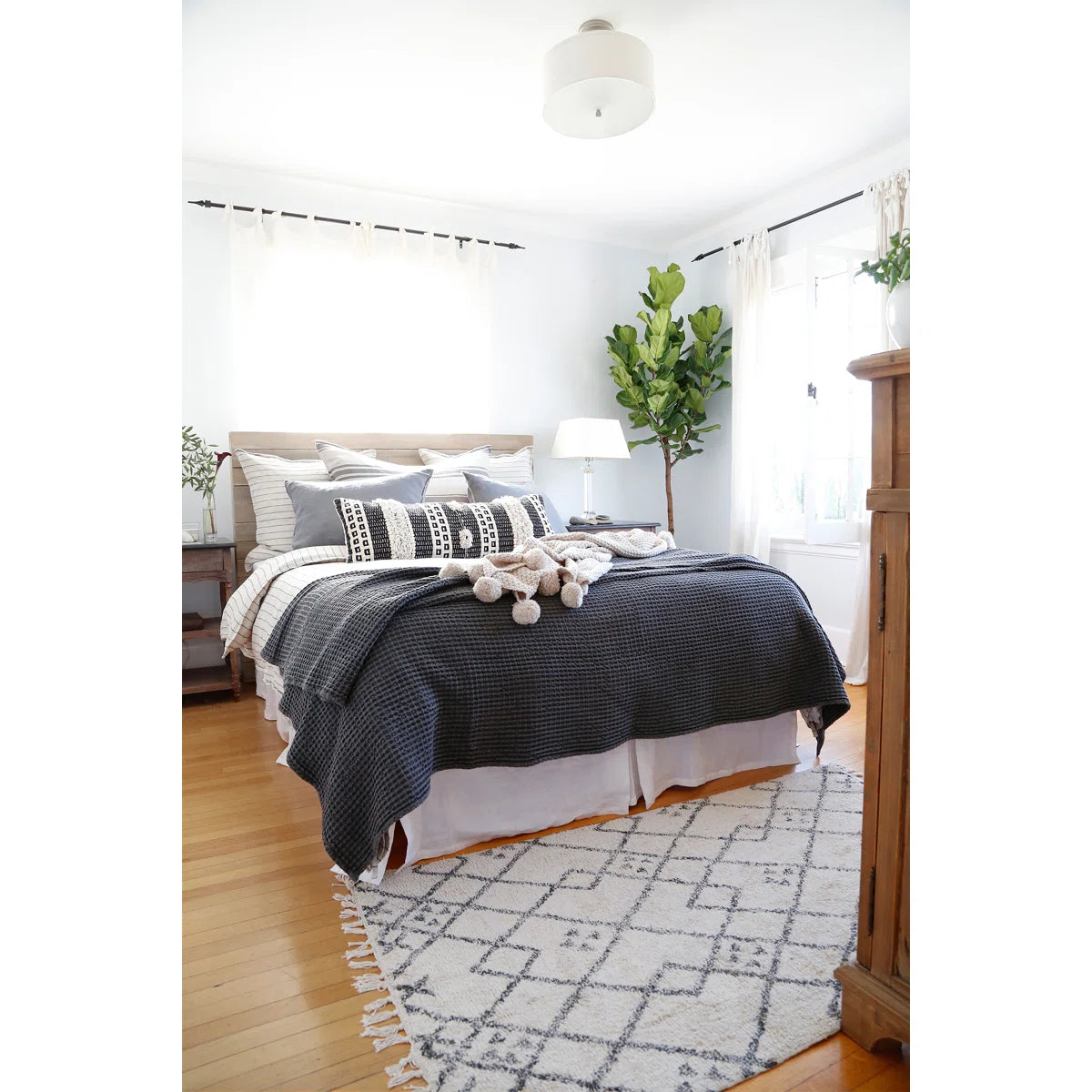 Sawyer Handwoven Geometric Feather Pillow Cover & Insert (14" × 40")