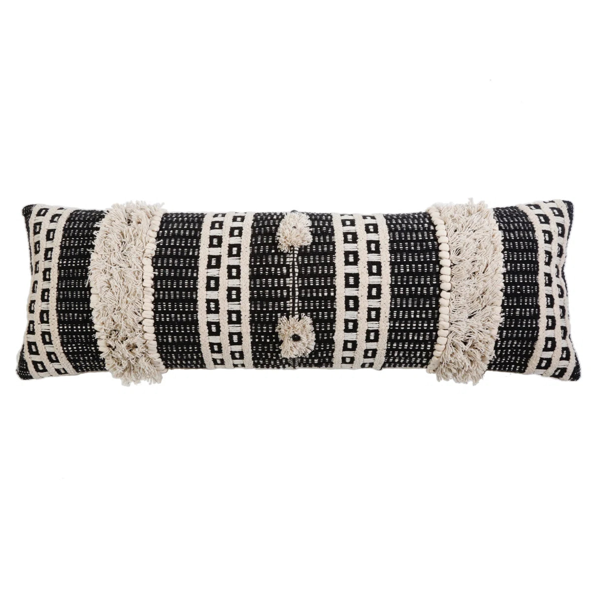 Sawyer Handwoven Geometric Feather Pillow Cover & Insert (14" × 40")