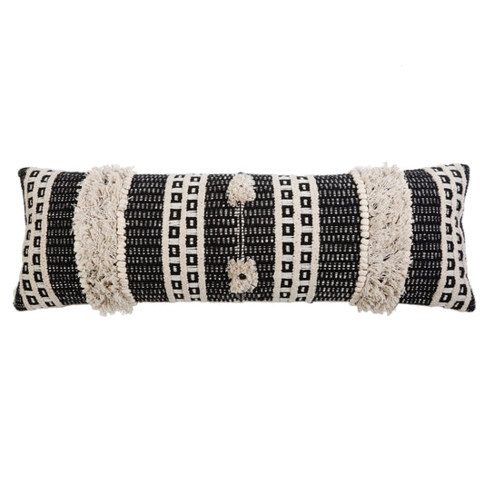 Sawyer Handwoven Geometric Feather Pillow Cover & Insert (14" × 40")