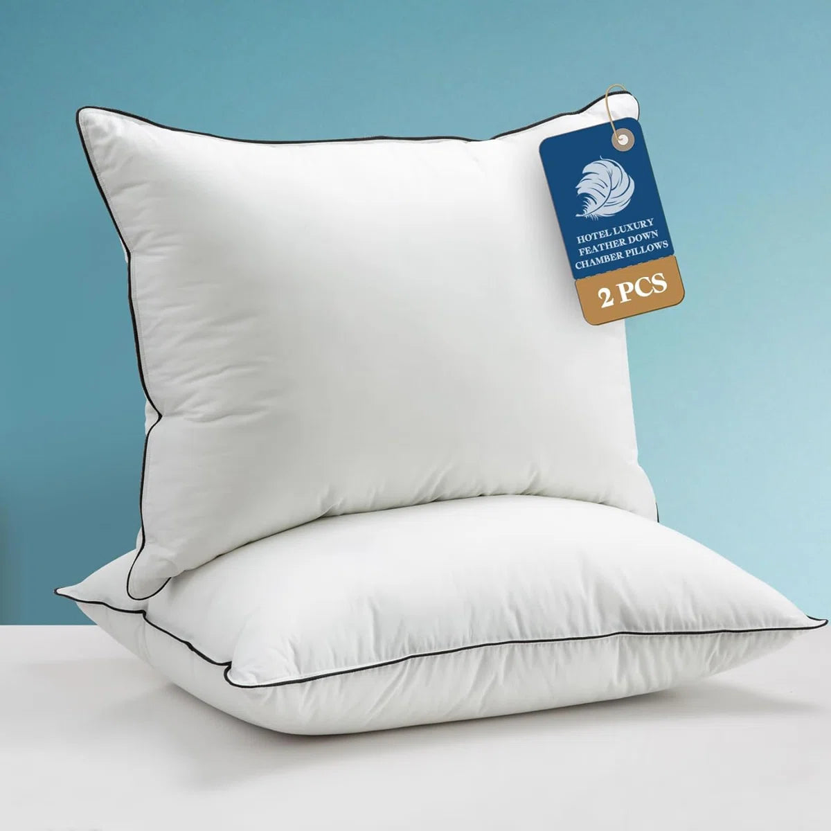 Xavier 100% Organic Cotton Soft-Medium Support Feather Down Pillows Set of 2 (Set of 2)