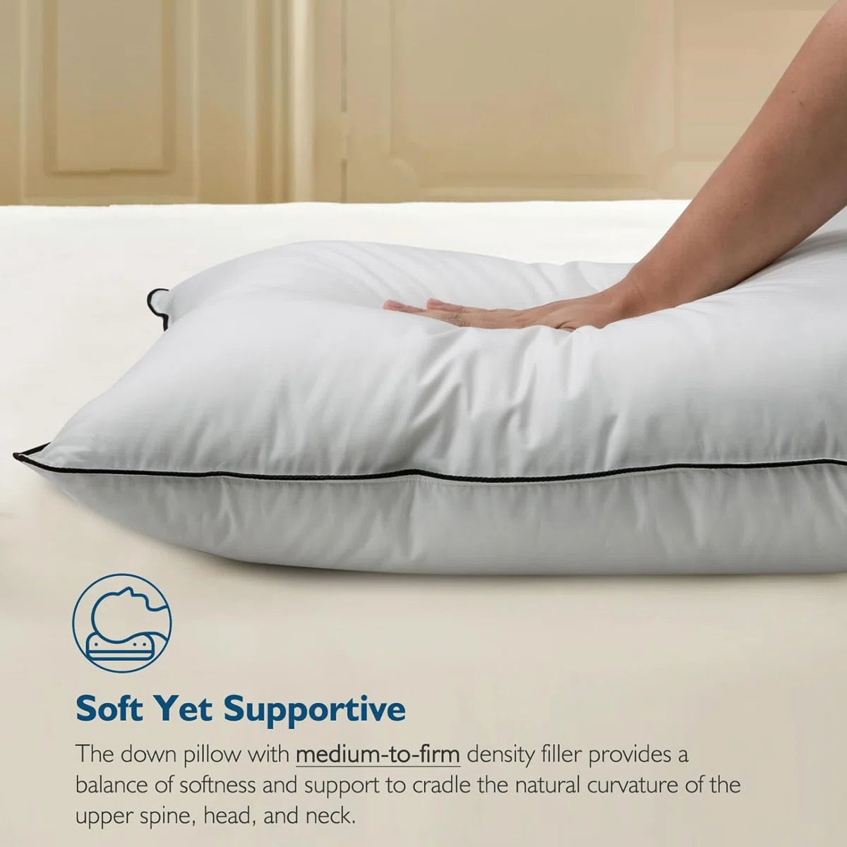 Xavier 100% Organic Cotton Soft-Medium Support Feather Down Pillows Set of 2 (Set of 2)