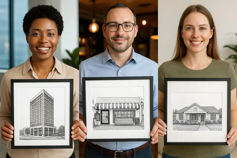 Custom Business Sketch, Drawing From Photo, Business Front, Commercial Building illustration, Restaurant, Bar, Boutiques, For Business Owner